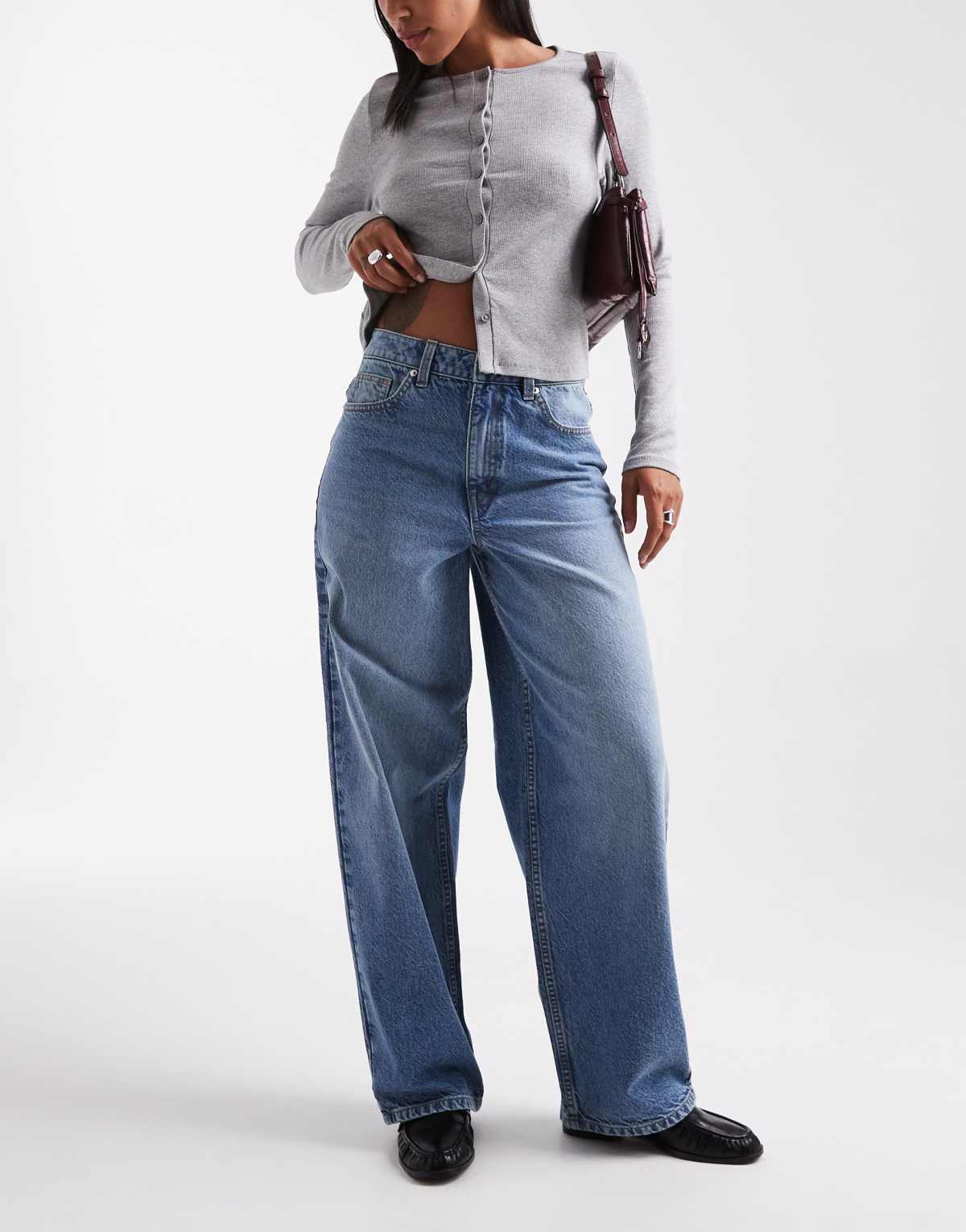 Miss Selfridge baggy jean in mid blue wash