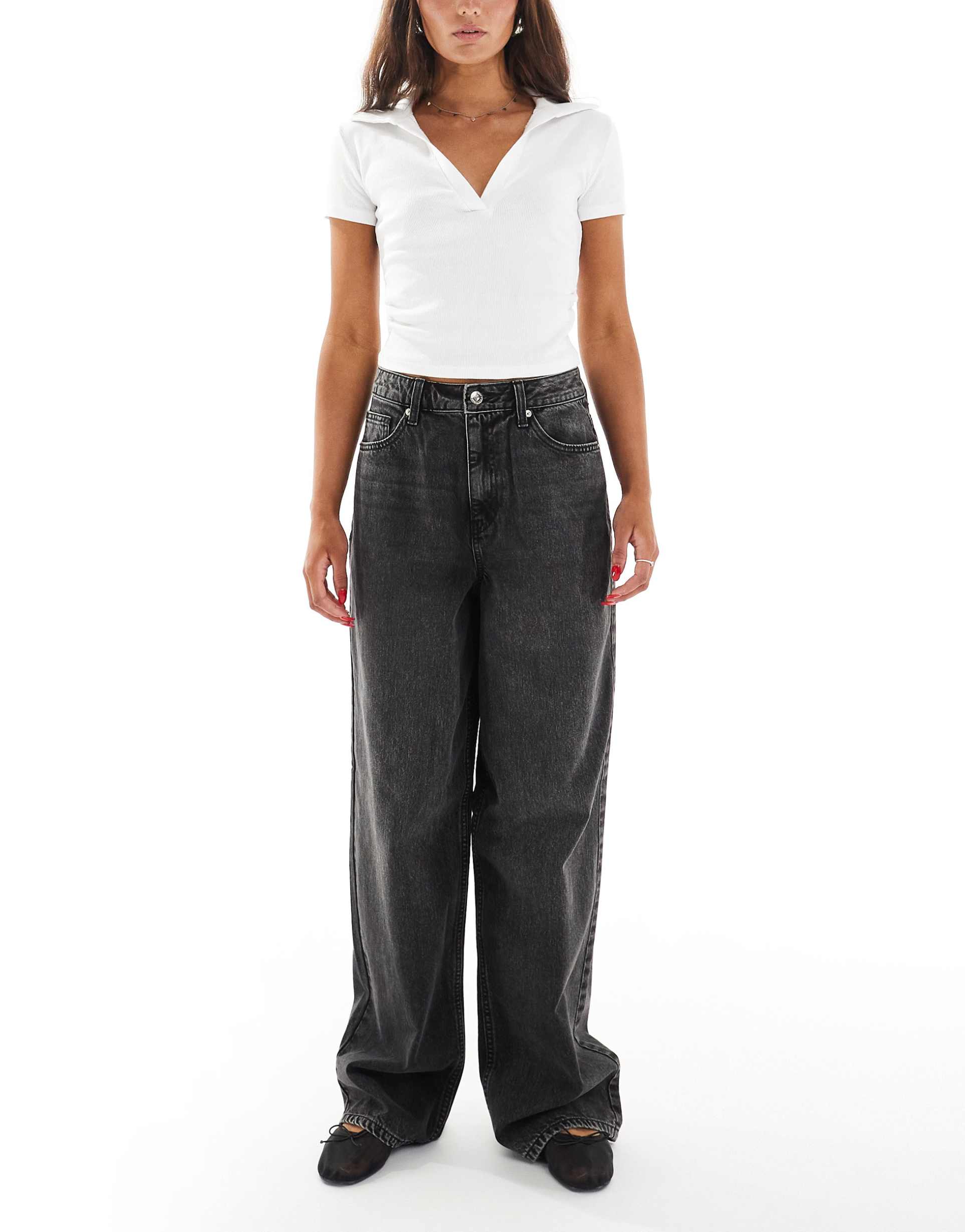 miss selfridge baggy jeans in black wash