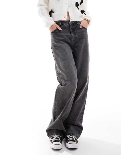 Miss Selfridge baggy jeans in light black wash ASOS