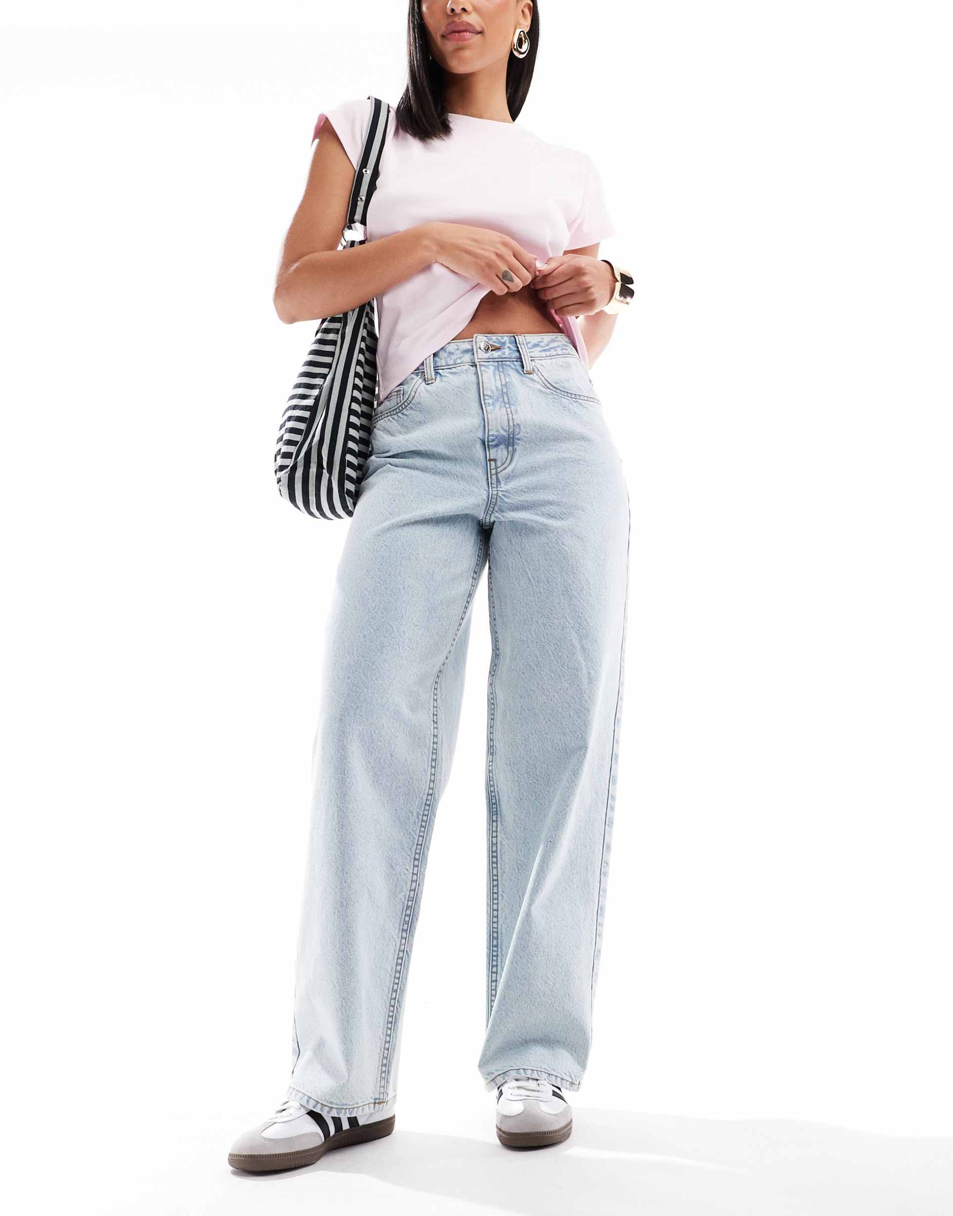 miss selfridge baggy jeans in light bleach wash