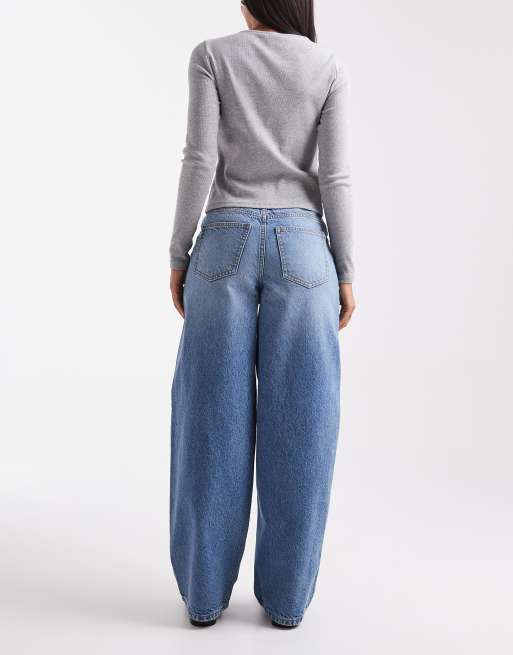Miss Selfridge baggy jeans in mid blue wash, 2 of 5