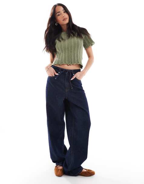 Miss Selfridge - Baggy jeans met trekkoord in indigo - view 1