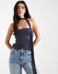 [Miss Selfridge] Miss Selfridge bandeau scarf top in polka dot-Multi M polka dot