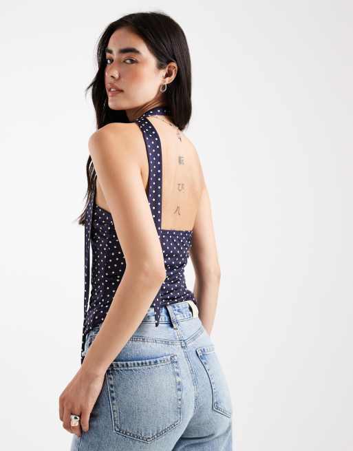 Miss Selfridge bandeau scarf top in polka dot, 4 of 4