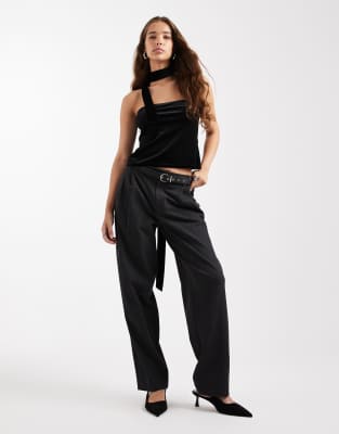 Miss Selfridge Bandeau Scarf Top In Black
