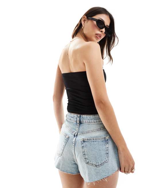 Miss Selfridge bandeau top 2 pack in black and grey marl, 2 of 4