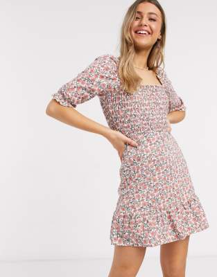 floral bardot mini dress