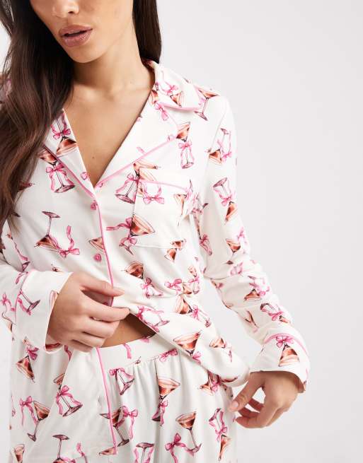 Miss Selfridge – Bardzo miękka piżama we wzór w koktajle, 3 z 4