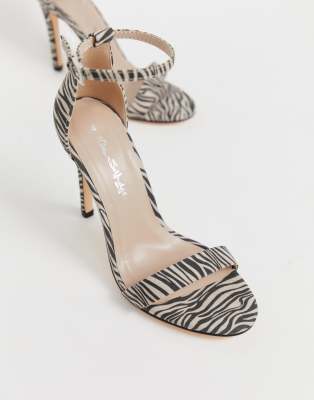 zebra print sandals heels