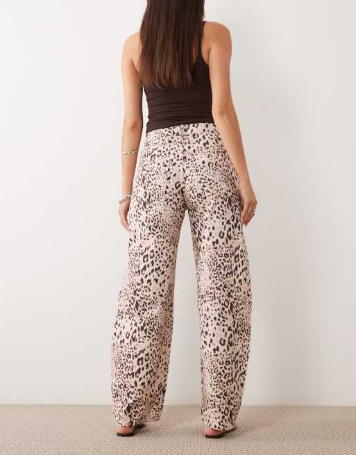 Miss Selfridge barrel leg jean in animal print, 2 of 5