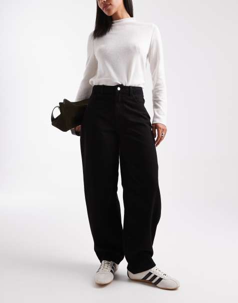 Miss Selfridge barrel leg jean in black