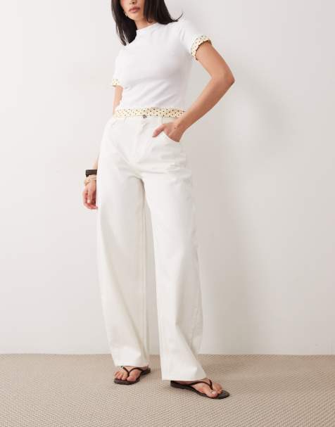 Miss Selfridge barrel leg jean in ecru - view 1