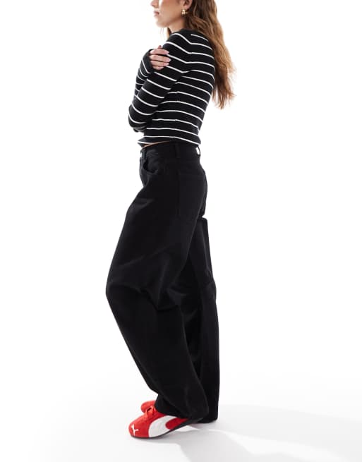 Miss Selfridge barrel leg jean in black
