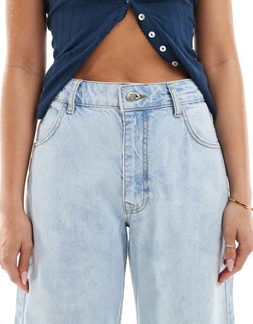 Miss Selfridge barrel leg jeans in bleach wash