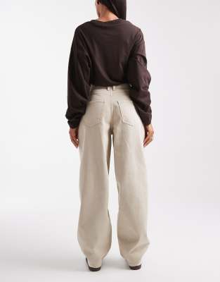 Miss Selfridge Barrel Leg Jeans In Neutral