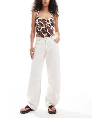 Miss Selfridge - Barrel Leg Jeans in hellrosa Waschung-Weiß