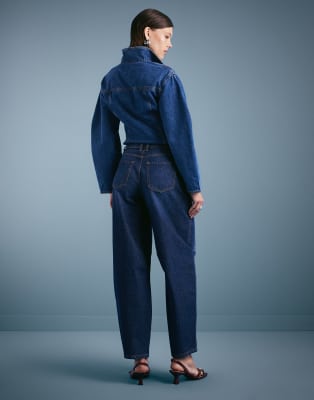 Miss Selfridge Barrel Leg Jeans In Blue