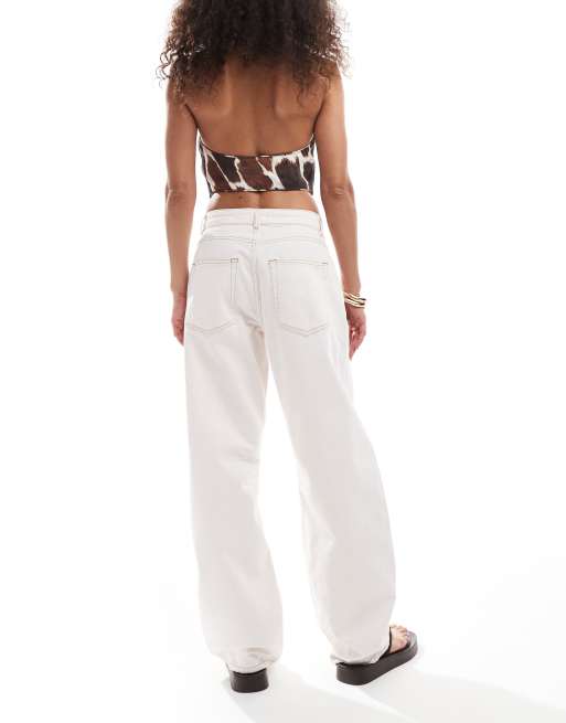 Miss Selfridge barrel leg jeans in light pink wash