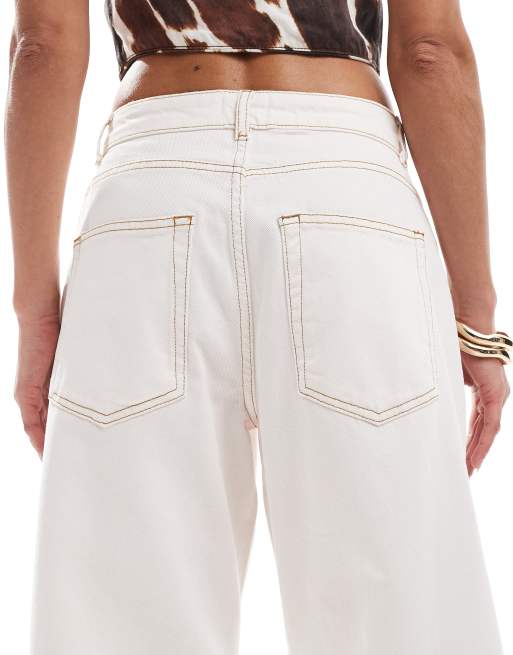 Miss Selfridge barrel leg jeans in light pink wash