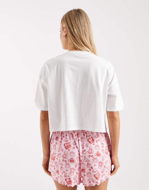 Miss Selfridge - Be Mine - Pyjamaset met T-shirt en short, 2 van 4