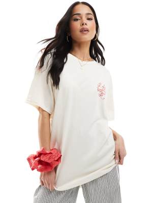 Miss Selfridge Be My Lobster Oversized Tee-neutral In Neutral