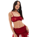 [Miss Selfridge] Miss Selfridge beach chiffon bra top in dark red (part of a set) S RED