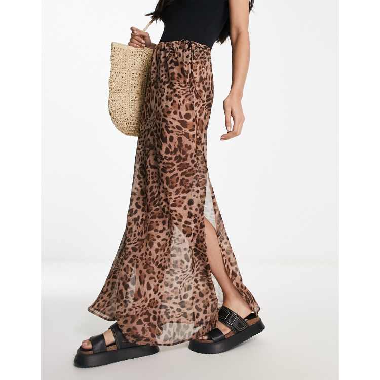 Leopard maxi shop skirt 90s