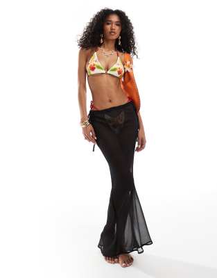 Miss Selfridge Miss Selfridge beach chiffon maxi skirt in black