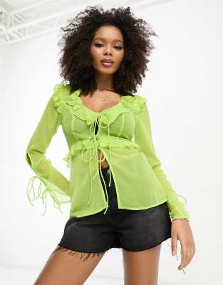 Green Chiffon Top