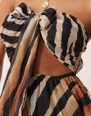 Miss Selfridge Beach Chiffon Tie Front Romper In Multi
