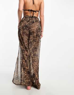 Miss Selfridge beach chiffon wide leg side split pants in