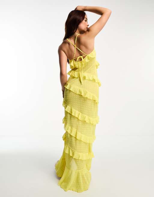 Yellow split maxi store dress