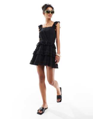 Shop Miss Selfridge Beach Premium Cheesecloth Romper In Black
