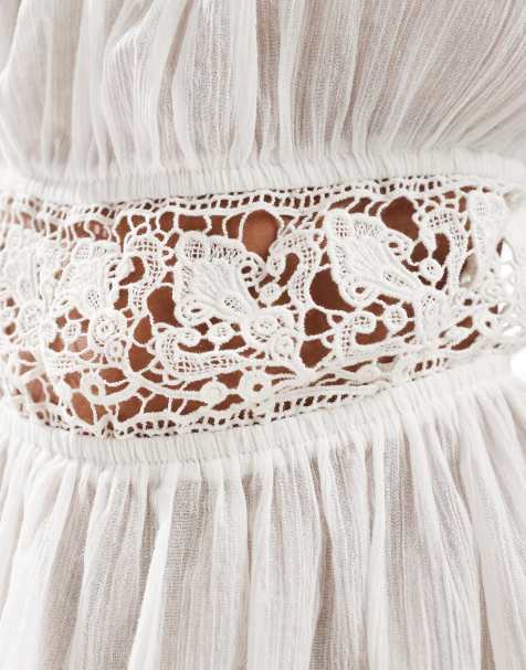 chinese dress ladies Ti Amo Lace Bust Long Sleeve Mini Dress White