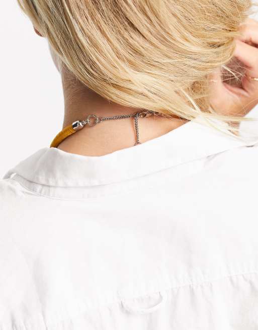 Miss Selfridge beaded necklace in yellow
