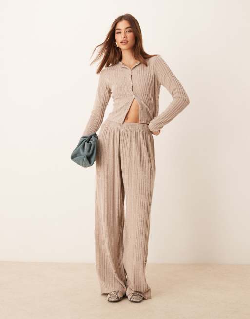 Miss Selfridge – Beige, borstad, grovribbad kofta