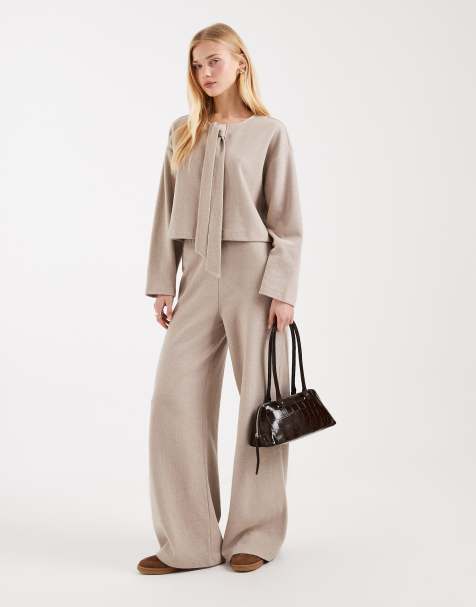 Miss Selfridge – Beige set med borstad textur - view 1