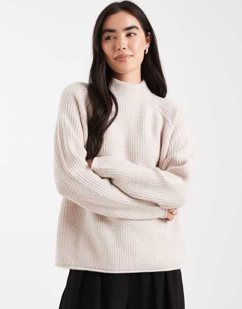 Miss Selfridge – Beige tröja i oversize med hög krage - view 1