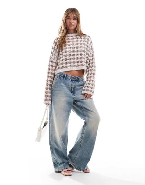Miss Selfridge – Beige tröja med metalliska, roséguldfärgade ränder - view 1