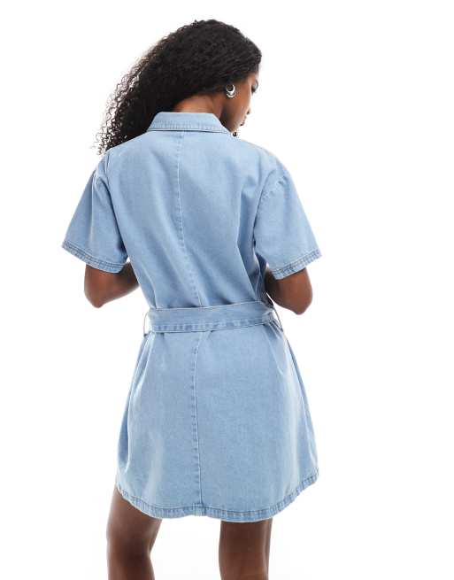 Miss Selfridge belted mini dress in mid wash, 4 of 4