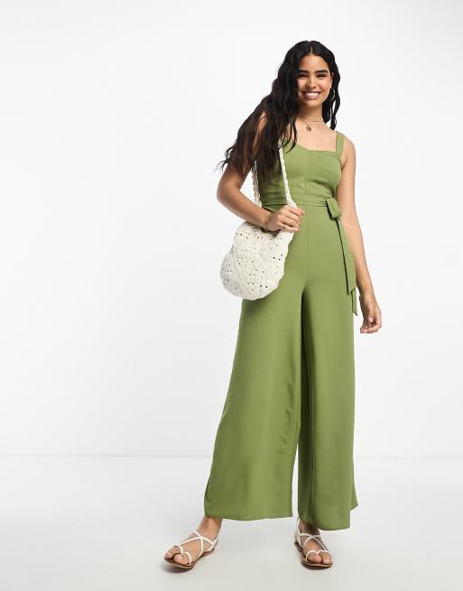 Khaki wide sales leg jumpsuit