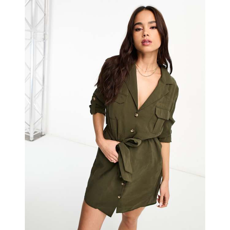 Military green shirt outlet dress