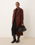 [Miss Selfridge] Miss Selfridge belted wrap formal coat in chocolate-Brown 6 Chocolate