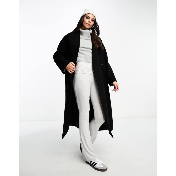 Miss Selfridge belted wrap maxi coat in black