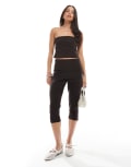 [Miss Selfridge] Miss Selfridge bengaline capri pants in chocolate (Part of a set)-Brown M Chocolate