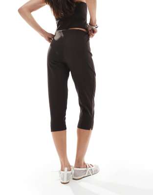 Miss Selfridge Bengaline Capri Pants In Brown