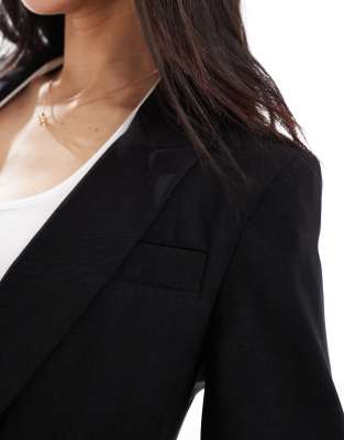 Shop Miss Selfridge Bengaline Crop Jacket In Black