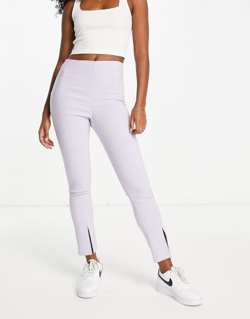 Miss Selfridge bengaline leggings with side split in lilac
