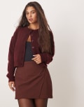 [Miss Selfridge] Miss Selfridge bengaline wrap mini skort in chocolate-Multi S Brown