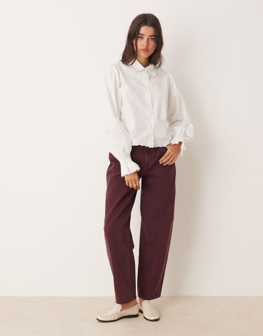 Miss Selfridge – Biała popelinowa koszula z haftem, 3 z 4